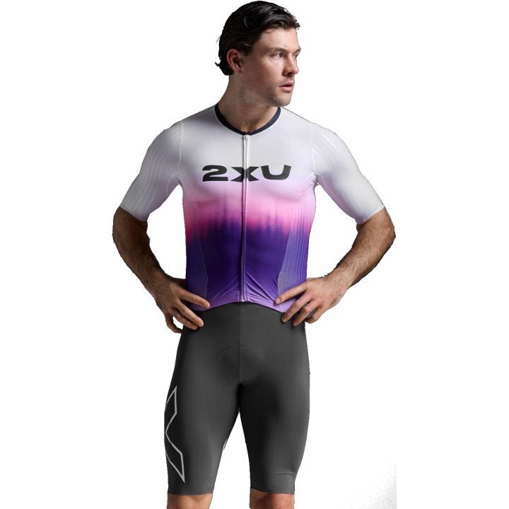 2XU MT7393D Light Speed React Men's Triathlon Suit (White/Turbulence) | Cycling Gears Hub - Cycling Gears Hub