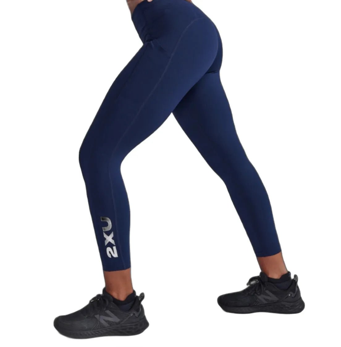 2XU WA6908B Form Stash Hi - Rise 7/8 Women's Compression Tights (Midnight/White) | Cycling Gears Hub - Cycling Gears Hub