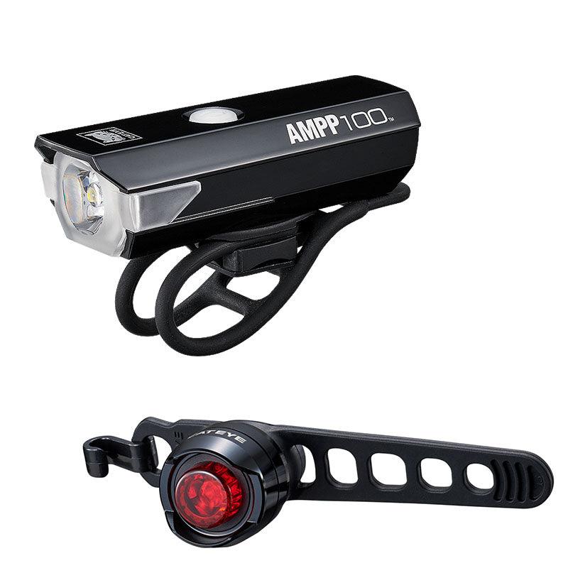 Cateye AMPP 100 and ORB Rechargeable Combo Light (Black) | Cycling Gears Hub