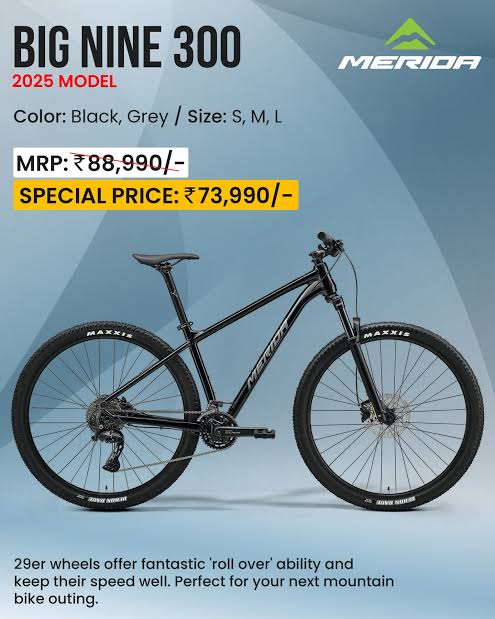 Merida Big.Nine 300 IV1 Hardtail Mountain Bike – Metallic Black/Grey! Cycling Gears Hub