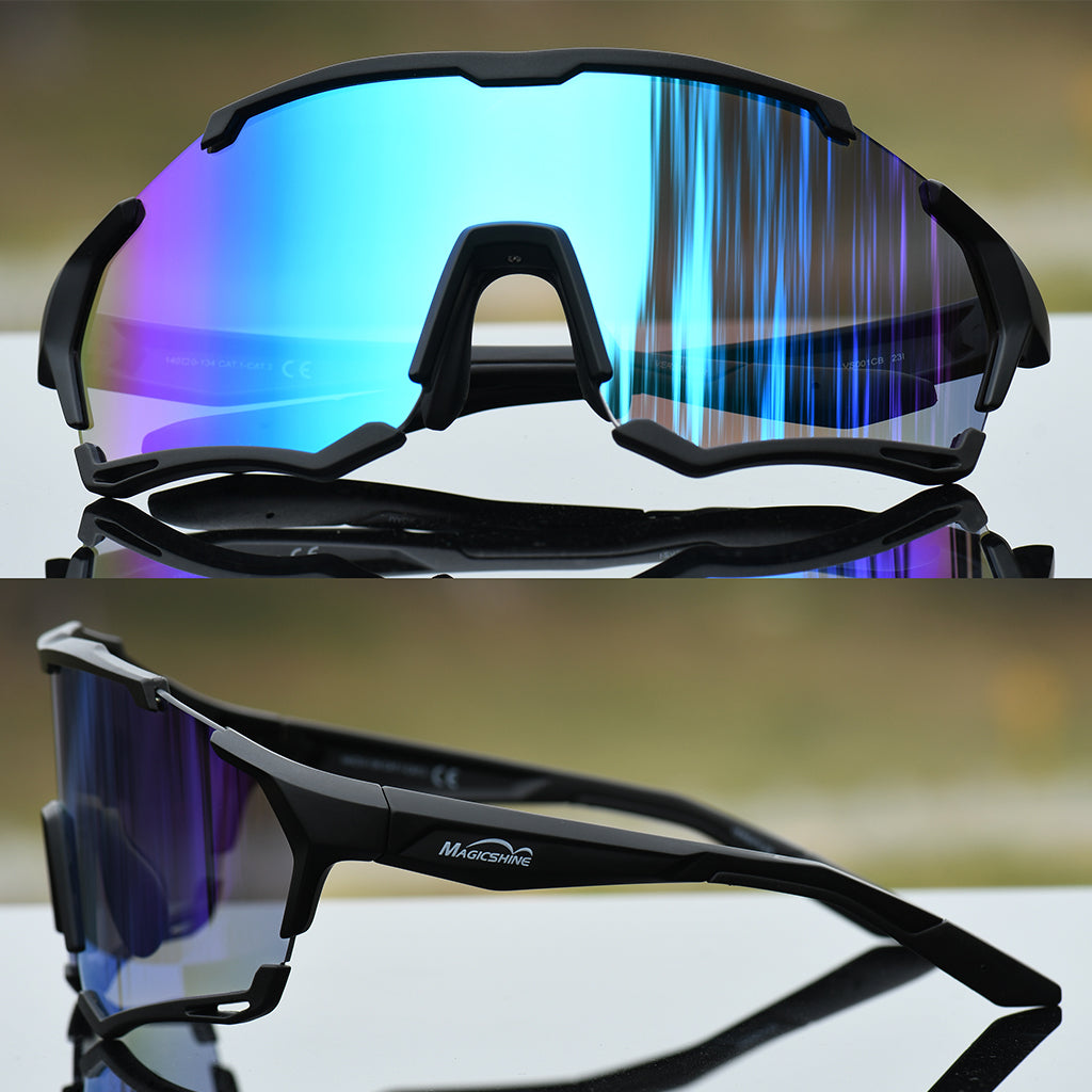 Magicshine Versatile Photchromic Sport Sunglasses Blue Black Frame
