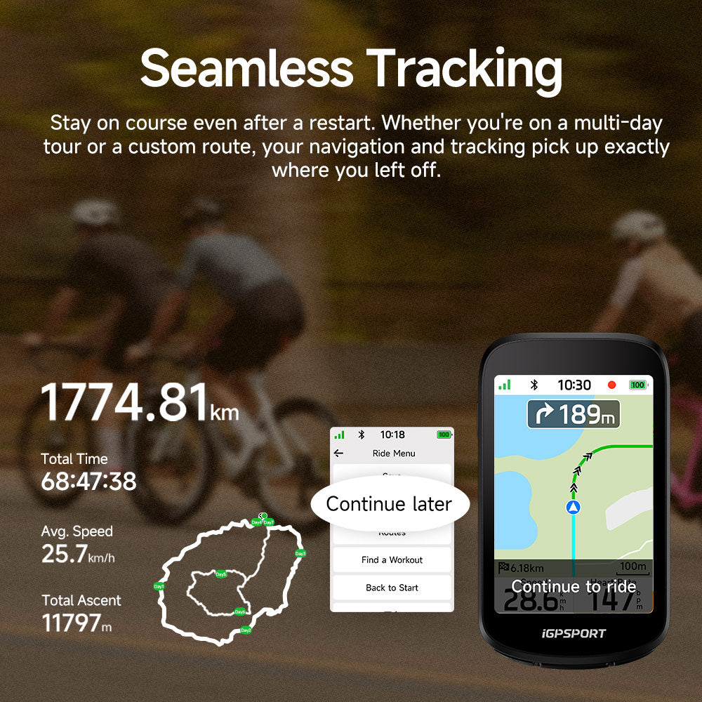 iGPSPORT BSC500 GPS Bike Computer | 3.3” Touchscreen with Offline Maps & Dual-Band GPS | Cycling Gears Hub