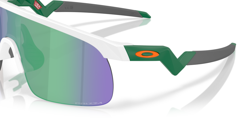 Oakley sunglass Resistor (Youth Fit) prizm jade Lenses with matte white Frame
