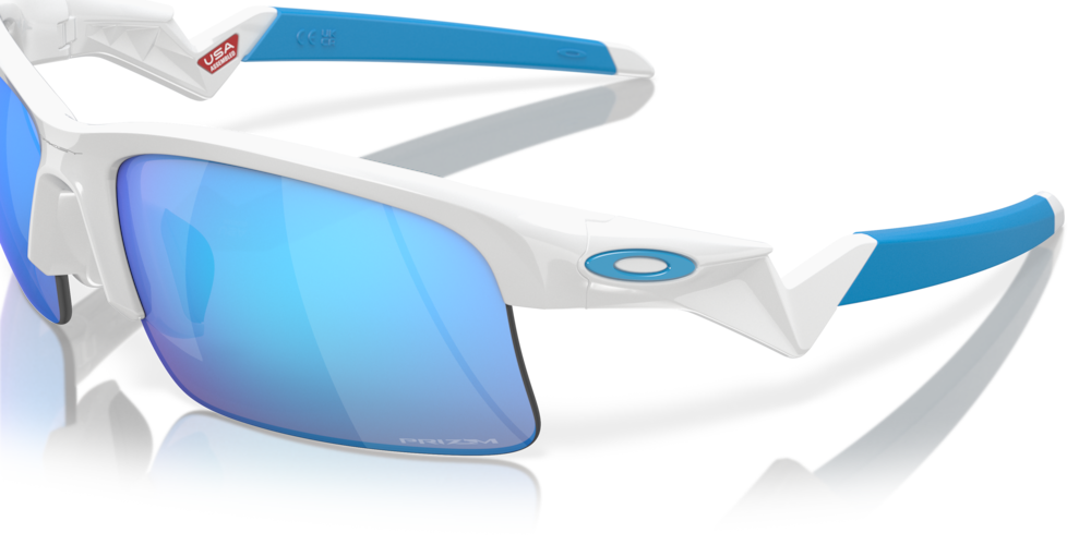 Oakley sunglass Capacitor (Youth Fit) prizm sapphire Lenses with polished white Frame