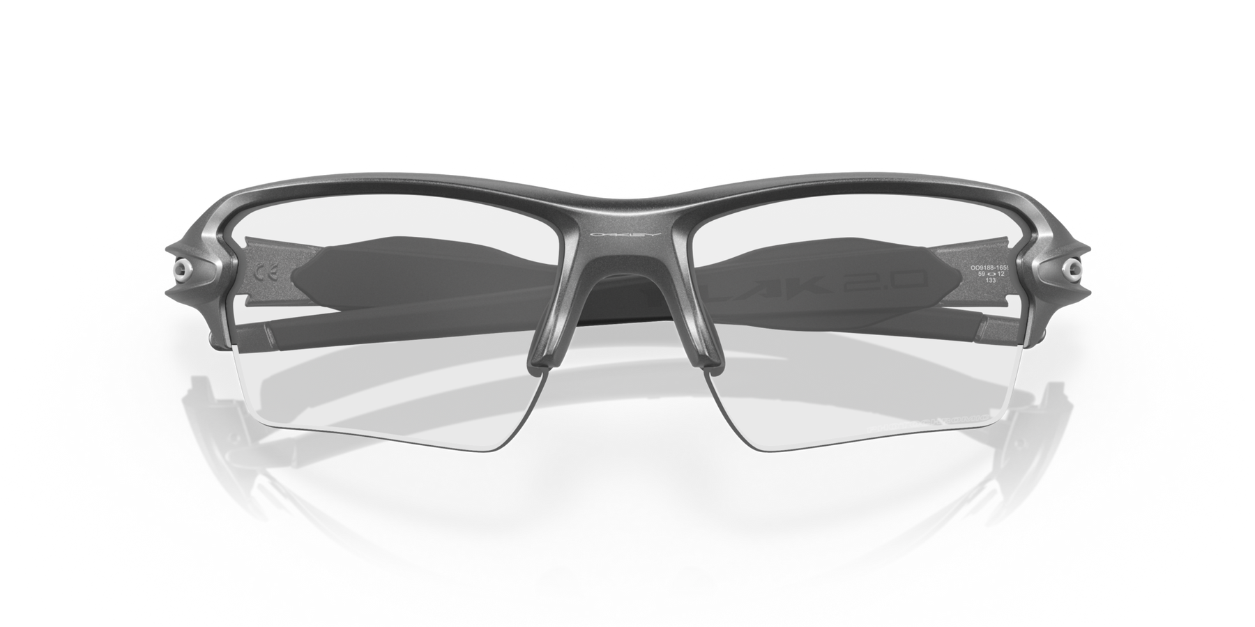 Oakley Flak 2.0 XL Clear To Black Iridium Photochromic Lenses Steel Frame