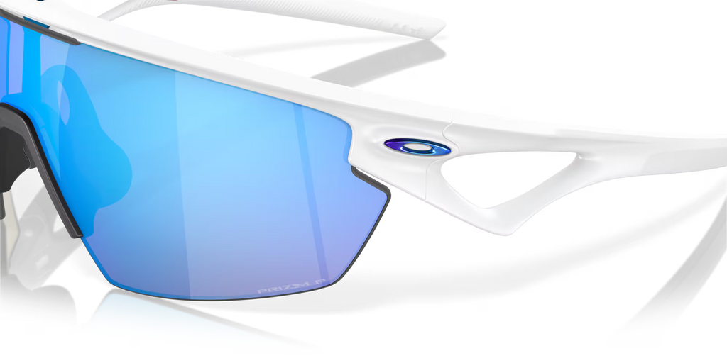 Oakley Sphaera™ Sunglasses – Prizm Sapphire Polarized Lenses with Matte White Frame