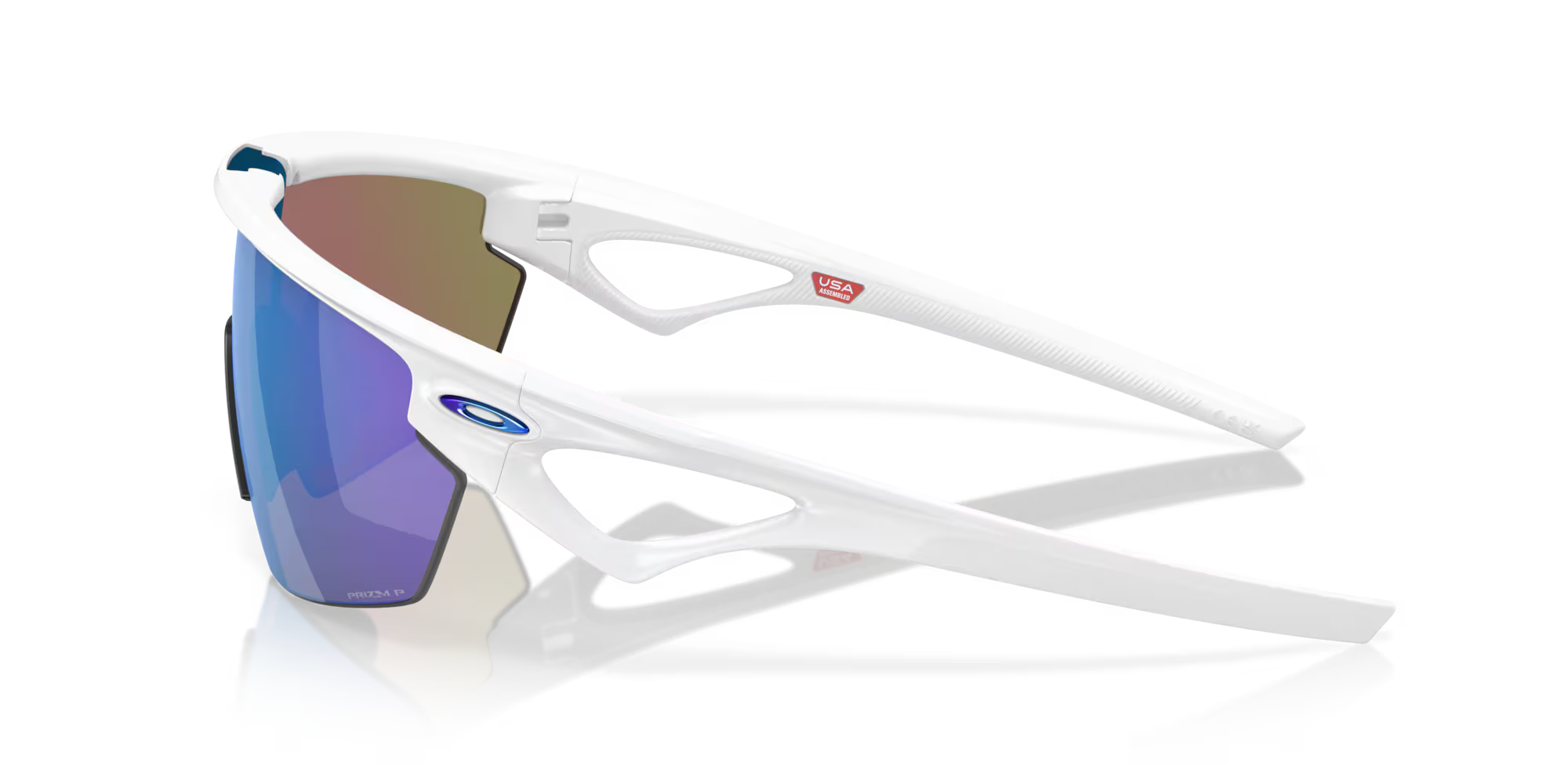 Oakley Sphaera™ Sunglasses – Prizm Sapphire Polarized Lenses with Matte White Frame