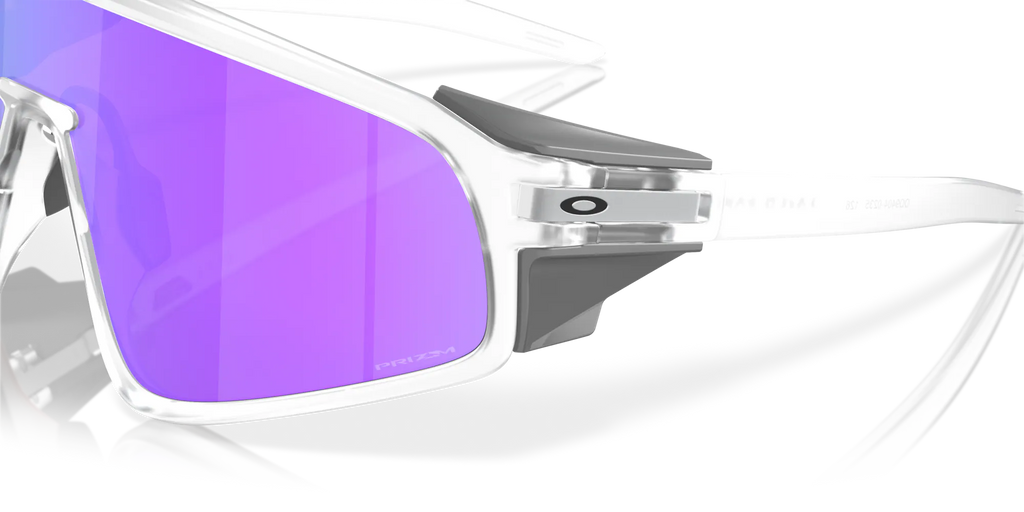 Oakley Latch Panel matte clear sunglasses with Prizm Violet shield lens