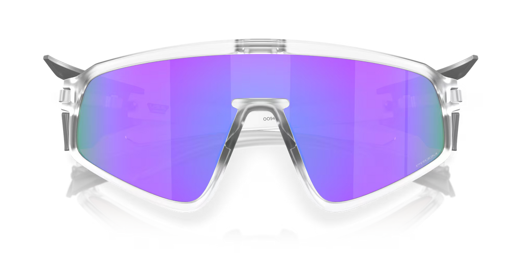 Oakley Latch Panel matte clear sunglasses with Prizm Violet shield lens