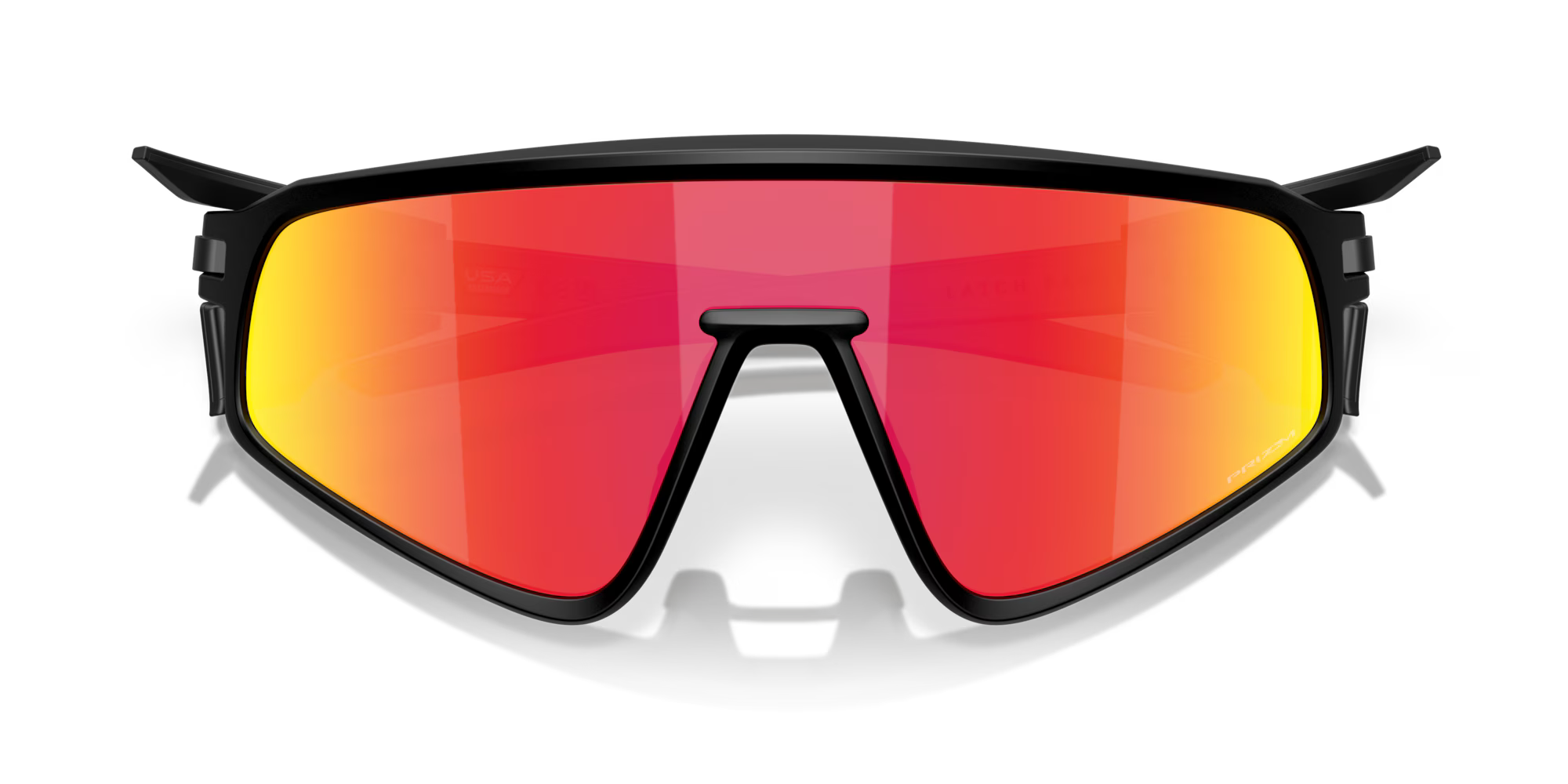 Oakley Latch Panel matte black sunglasses with Prizm Ruby shield lens