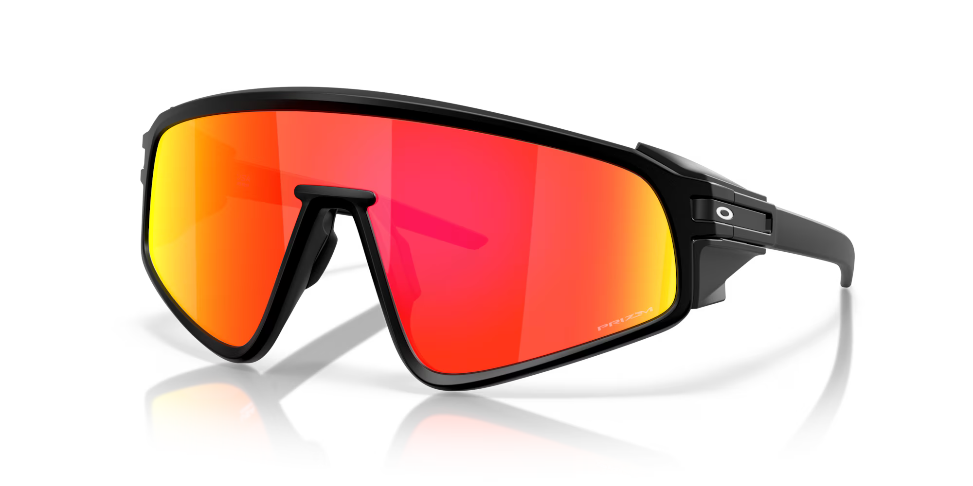 Oakley Latch Panel matte black sunglasses with Prizm Ruby shield lens