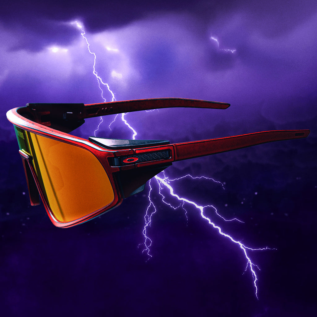 Oakley Latch Panel Raceworn Red Knight sunglasses with Prizm Ruby shield lens