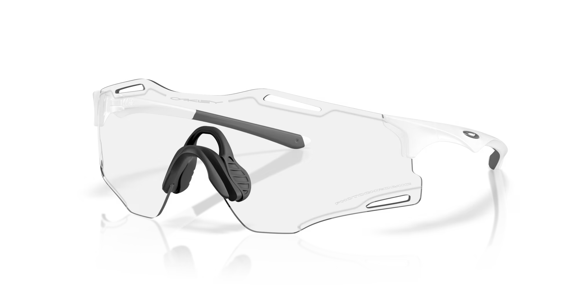 Oakley Cybr Zero Sunglasses – Clear to Black Iridium Photochromic Lenses with Matte White Frame