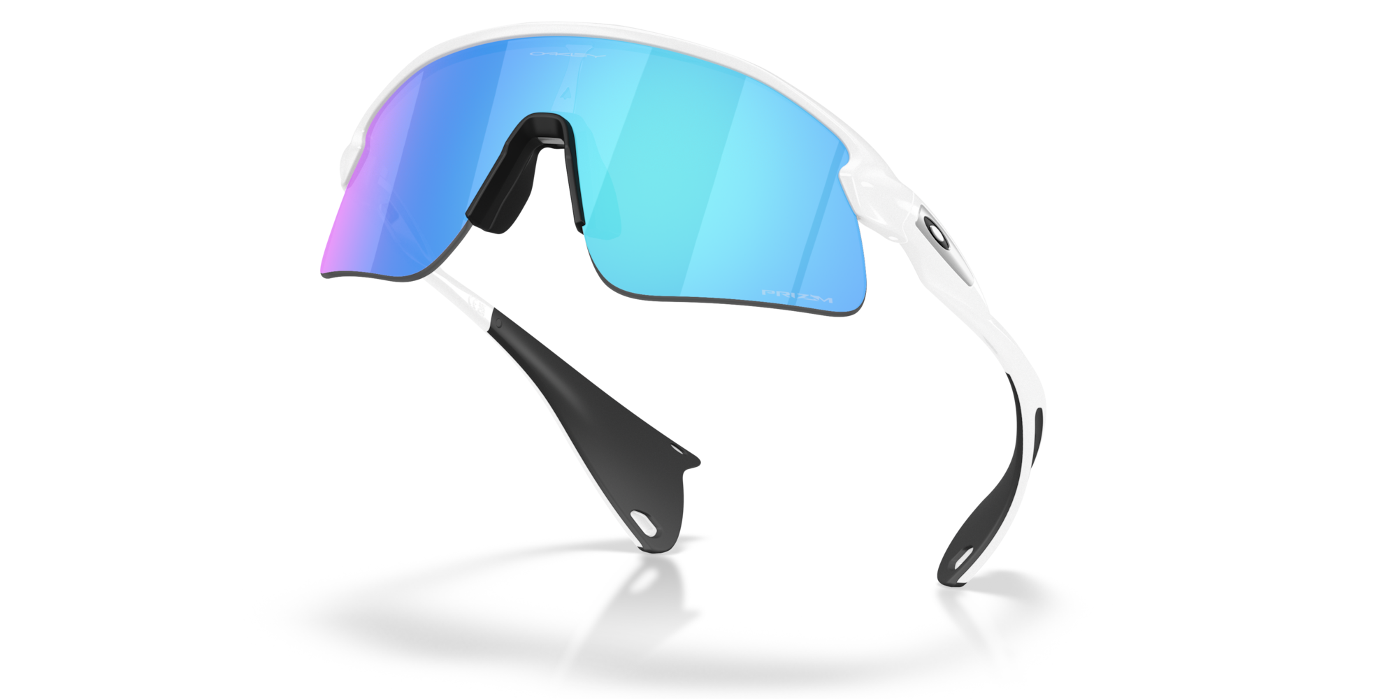 Oakley Stunt Devil matte white sunglasses with Prizm Sapphire shield lens