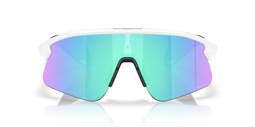Oakley Stunt Devil matte white sunglasses with Prizm Sapphire shield lens