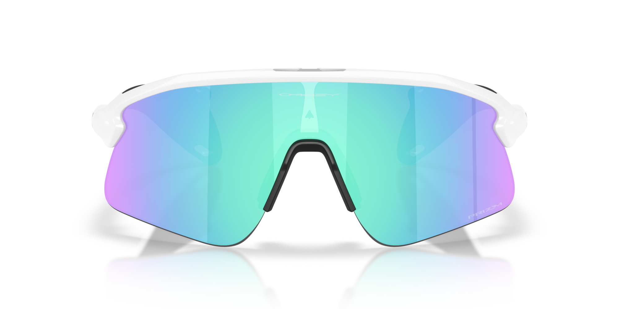 Oakley Stunt Devil matte white sunglasses with Prizm Sapphire shield lens
