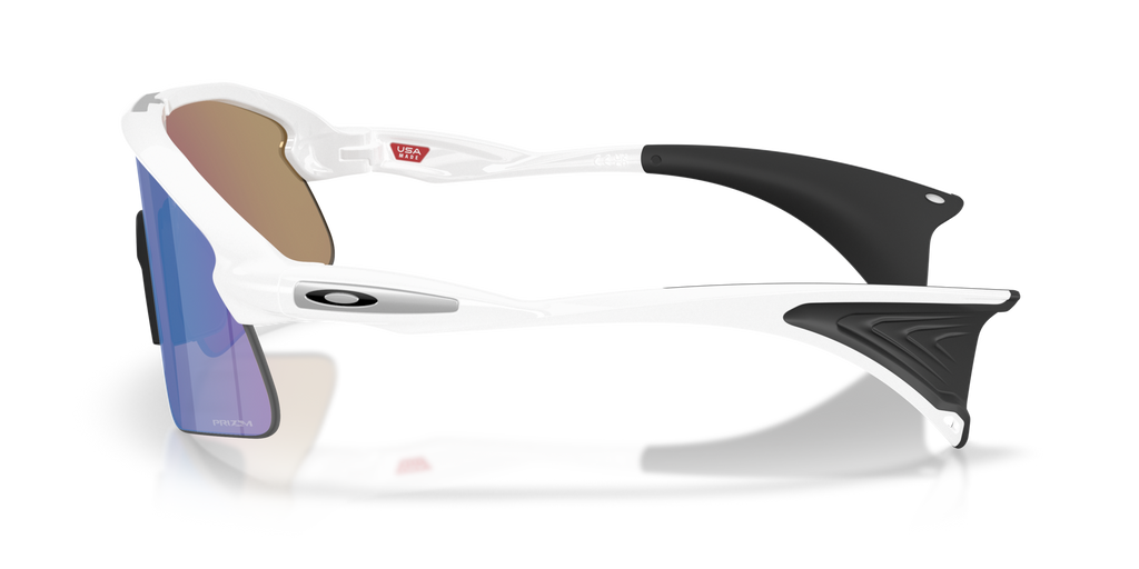 Oakley Stunt Devil matte white sunglasses with Prizm Sapphire shield lens