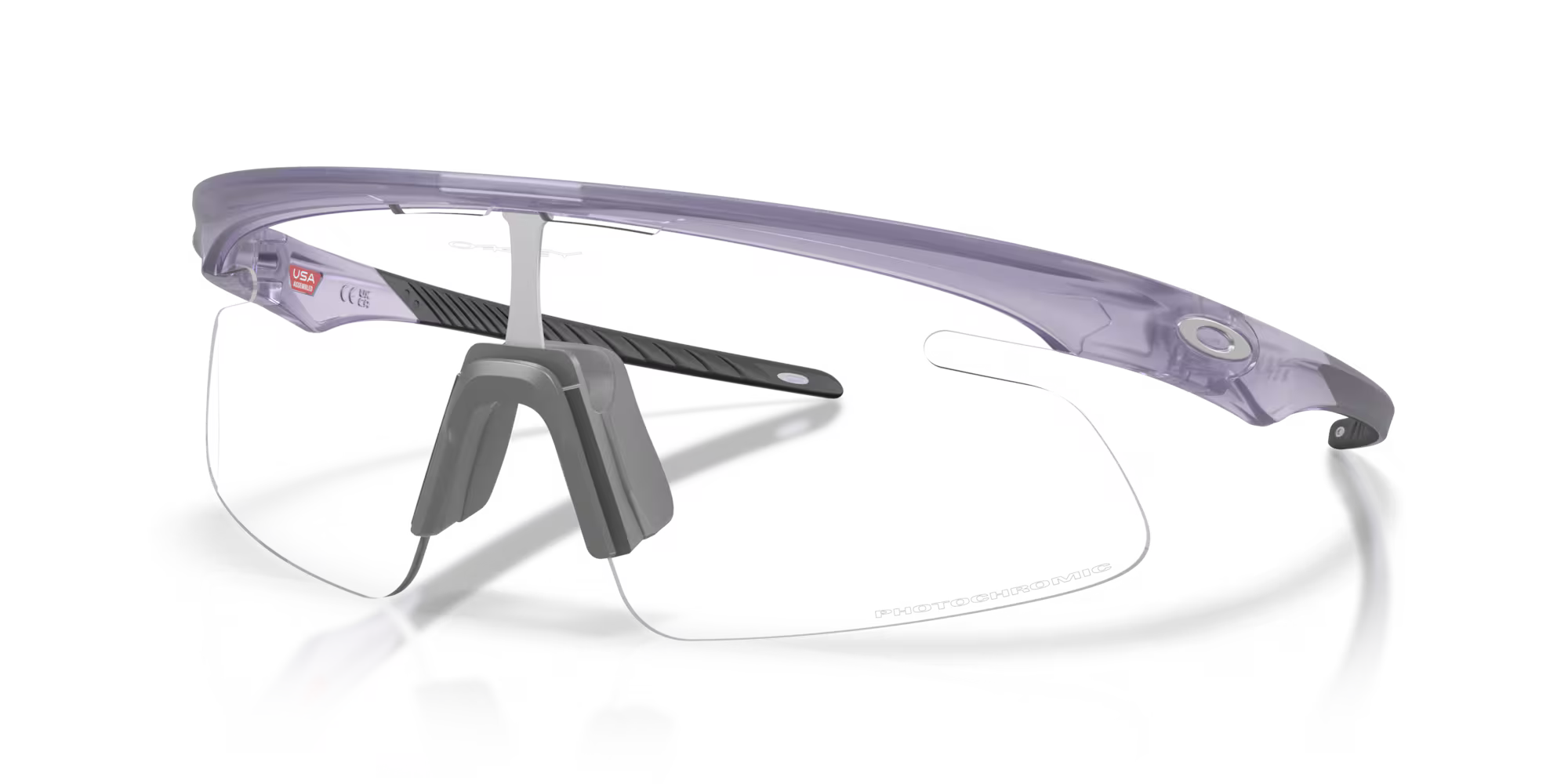 Oakley RSLV Lite Sunglasses – Clear to Black Iridium Photochromic Lens with Matte Transparent Lilac Frame