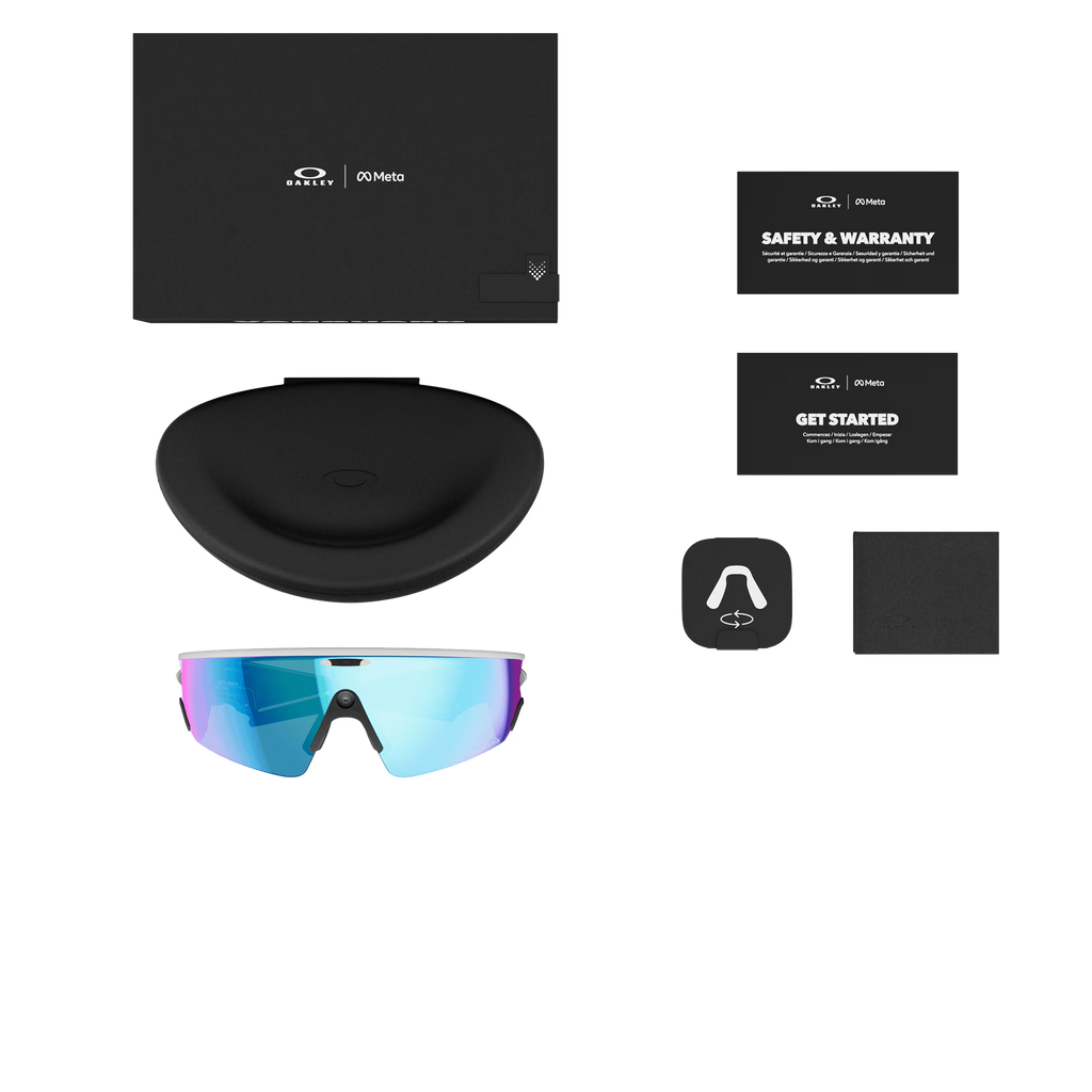 Oakley Meta Vanguard Smart Glasses – Prizm Sapphire Lenses with White Frame (AI Performance Series)