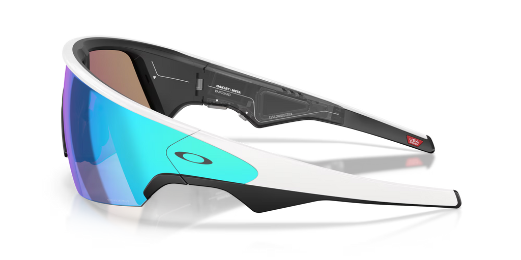 Oakley Meta Vanguard Smart Glasses – Prizm Sapphire Lenses with White Frame (AI Performance Series)