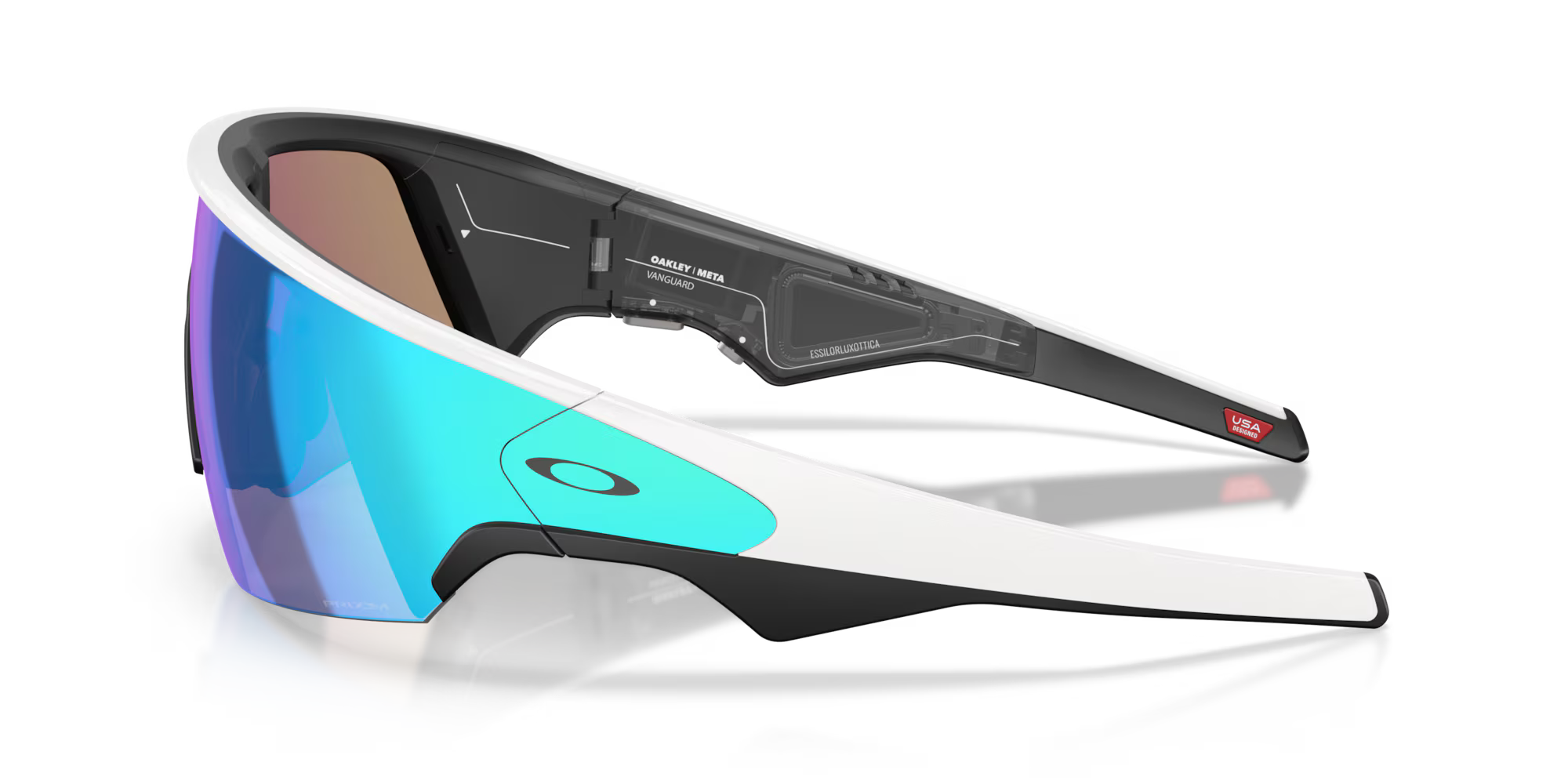 Oakley Meta Vanguard Smart Glasses – Prizm Sapphire Lenses with White Frame (AI Performance Series)