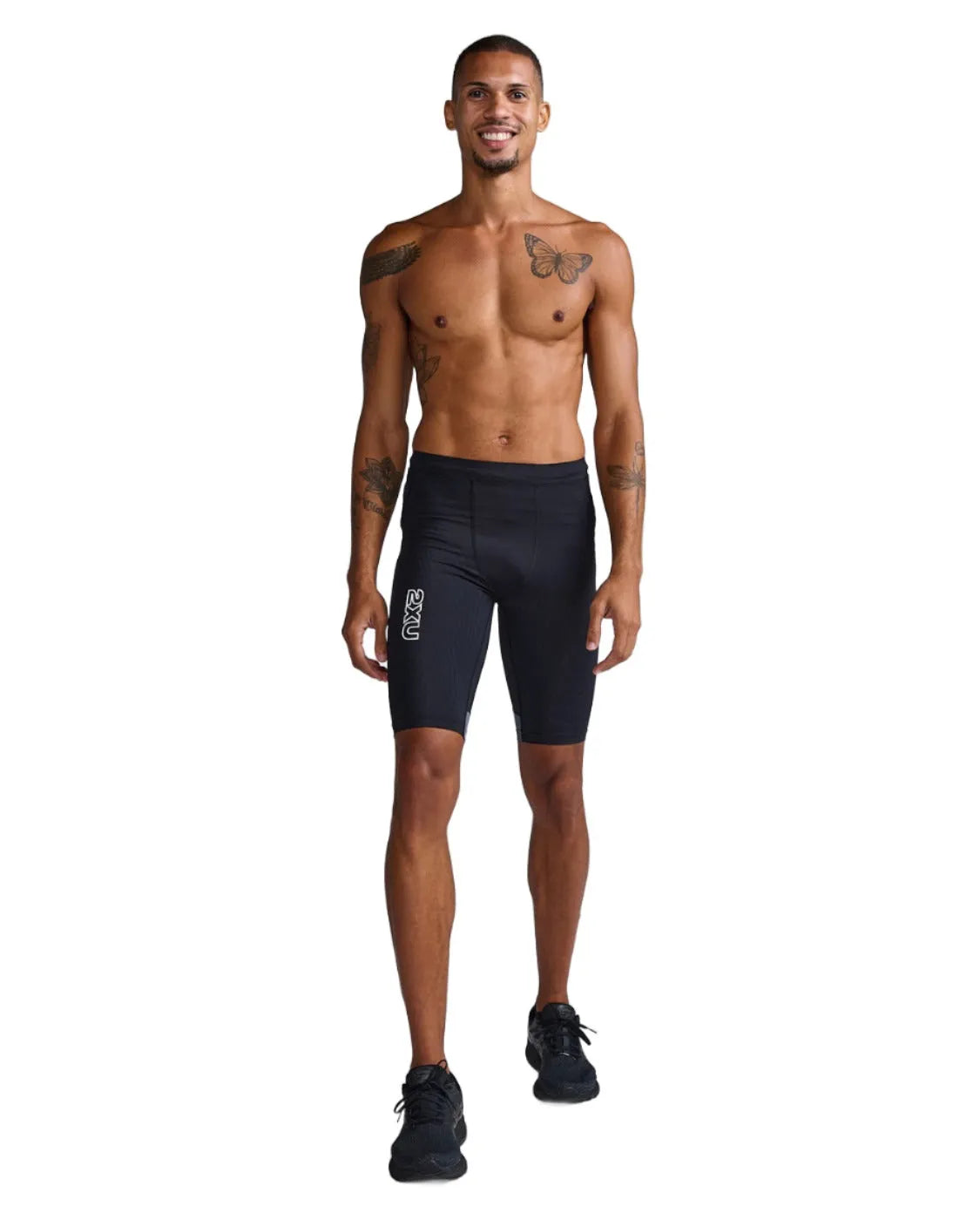 2XU MA7050B Light Speed React Men's Cycling Compression Shorts (Black/White Reflective) | Cycling Gears Hub