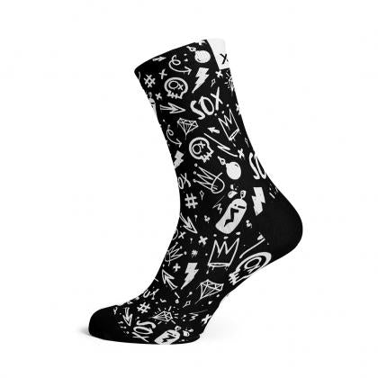 SOX Doodle Black Casual Crew Socks – Playful Everyday Crew | Breathable Comfort & Stylish Design