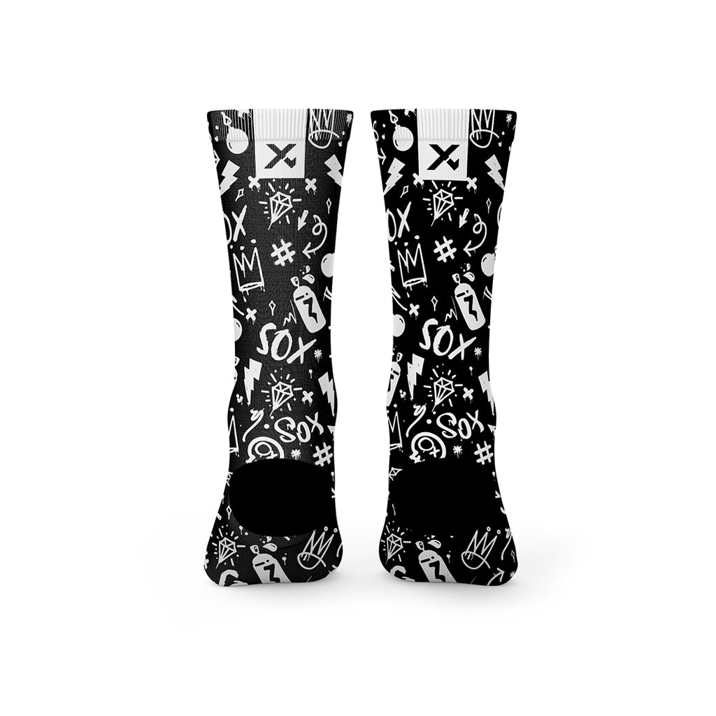 SOX Doodle Black Casual Crew Socks – Playful Everyday Crew | Breathable Comfort & Stylish Design