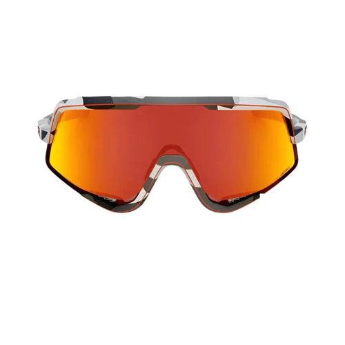 100% Glendale Sport Sunglasses – Red Multilayer Lens & Soft Tact Grey Camo Frame (Oversized Shield, Maximum Style) - Cycling Gears Hub