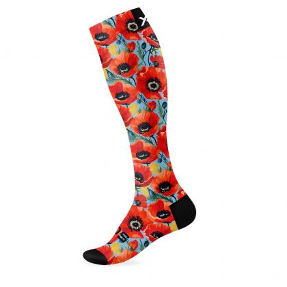 OX Wild Poppy Knee High Socks – Performance Compression-Style Sports Socks