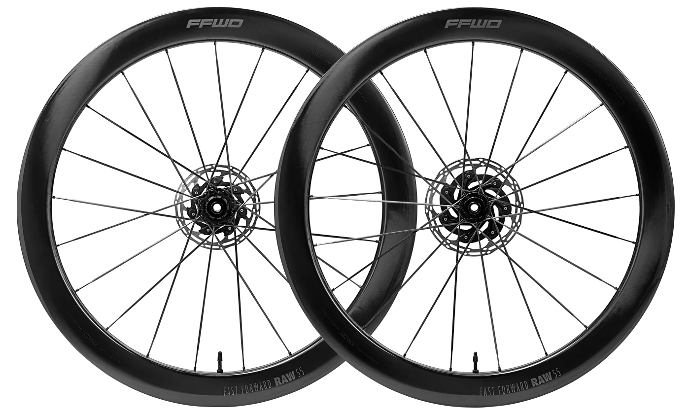 FFWD Raw 55 Carbon Tubeless Ready Disc Brake Wheelset (Creamic speed hub)- Shimano Color -Glossy Black| Cycling Gears Hub