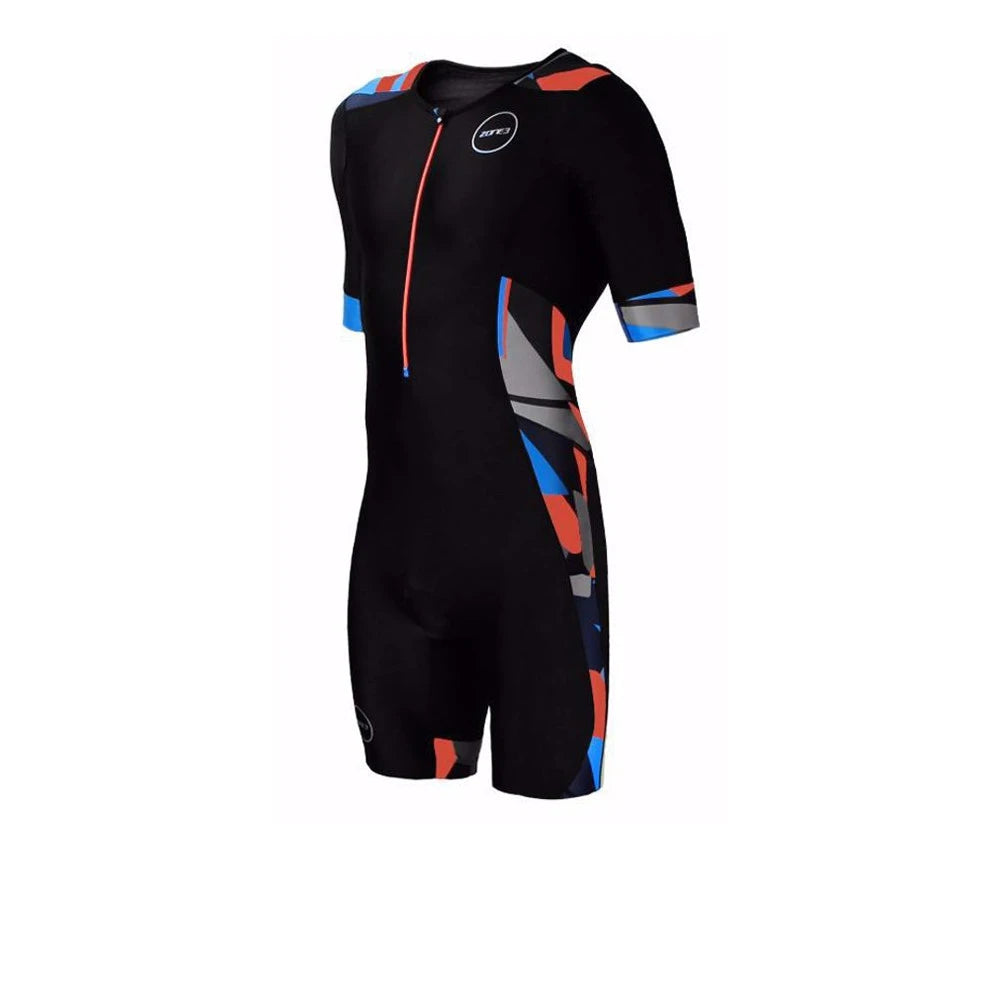 Zone3 Activate Plus Short Sleeve Tri Suit Midnight Camo Large - Men's Race Trisuit with Waffle Back Panel | Cycling Gears Hub