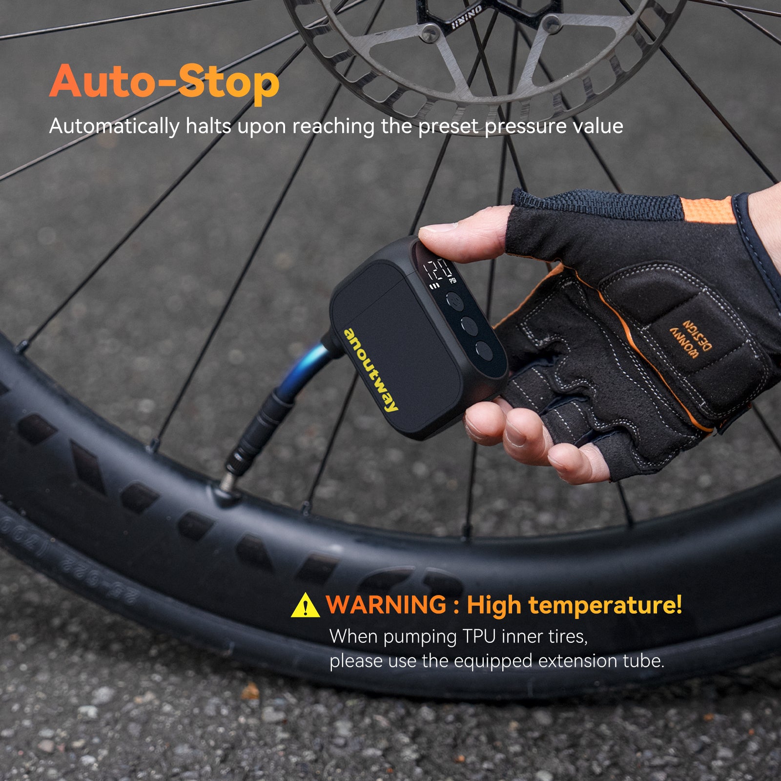 Anoutway AS210 Pro Mini Electronic Hand Pump (Black) | Cycling Gears Hub