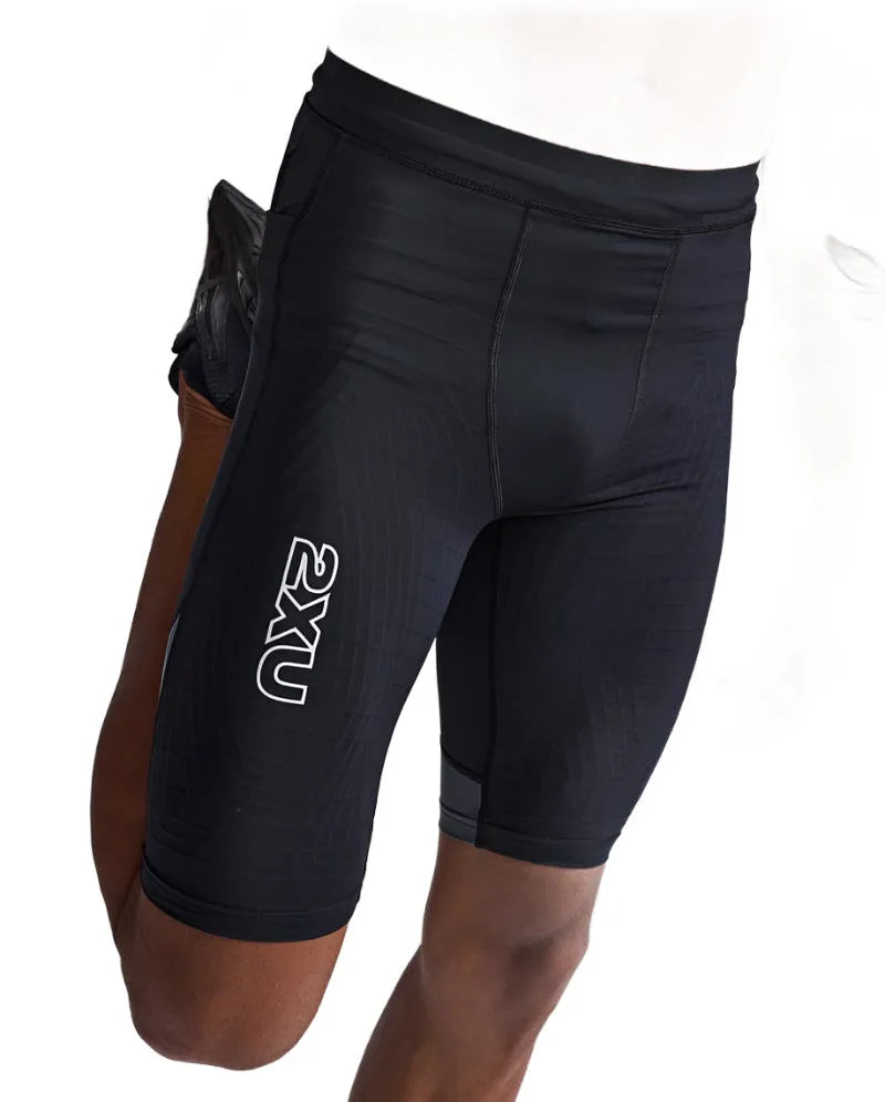 2XU MA7050B Light Speed React Men's Cycling Compression Shorts (Black/White Reflective) | Cycling Gears Hub