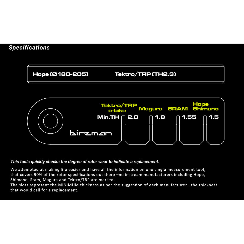 Birzman Rotor Wear Indicator Measure Rotor Wear| Cycling Gears Hub