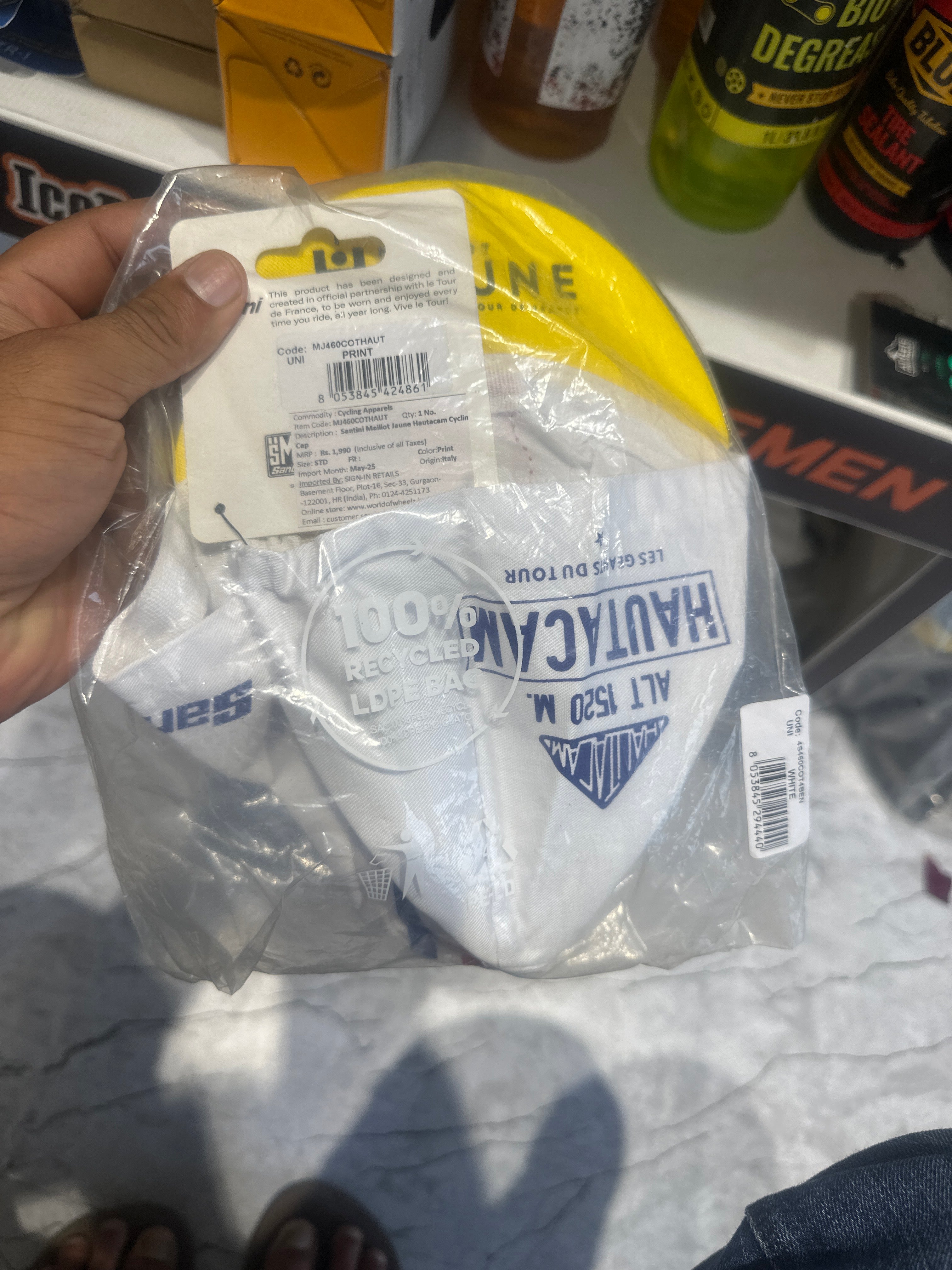 Santini TDF Maillot Jaune Hautacam Cycling Cap – Breathable Cotton Tribute to Tour de France Climbs