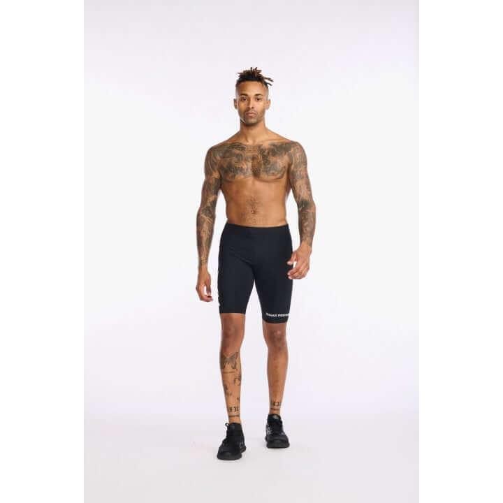 2XU MT6430B Aero 9 Inch Men's Triathlon Shorts (Black/White) | Cycling Gears Hub