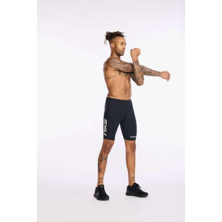 2XU MT6430B Aero 9 Inch Men's Triathlon Shorts (Black/White) | Cycling Gears Hub