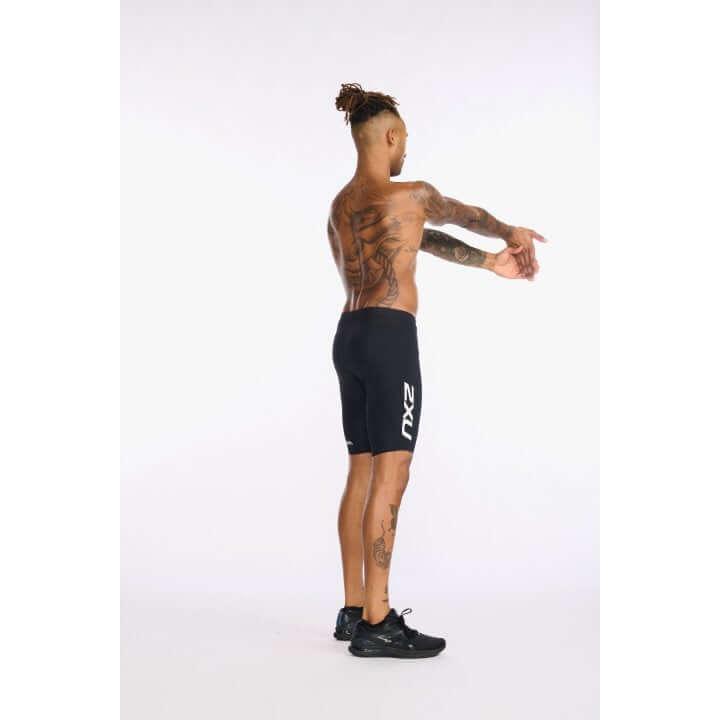 2XU MT6430B Aero 9 Inch Men's Triathlon Shorts (Black/White) | Cycling Gears Hub
