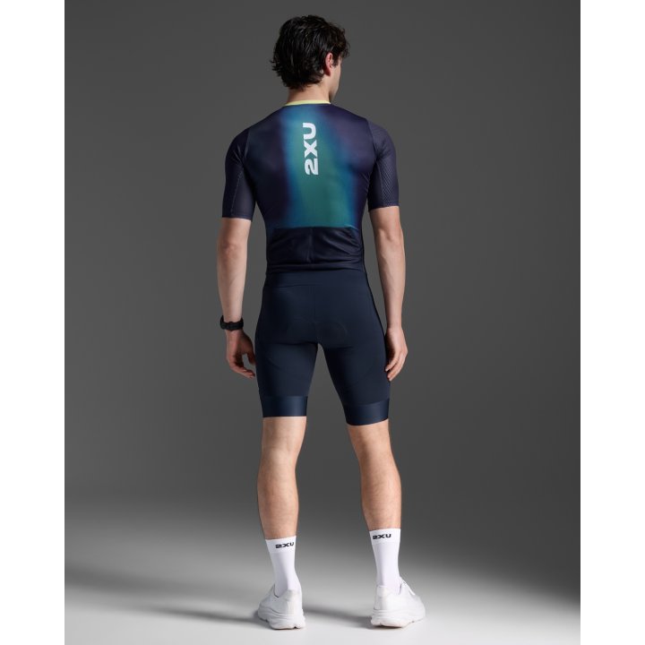 2XU MT7394D Aero Hex Men's Triathlon Suit (Midnight/Cool Matcha) | Cycling Gears Hub