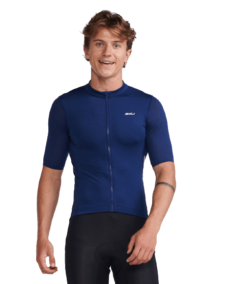 2XU MC6649A Aero Mens Cycling Jersey (Medieval/White Reflective) | Cycling Gears Hub