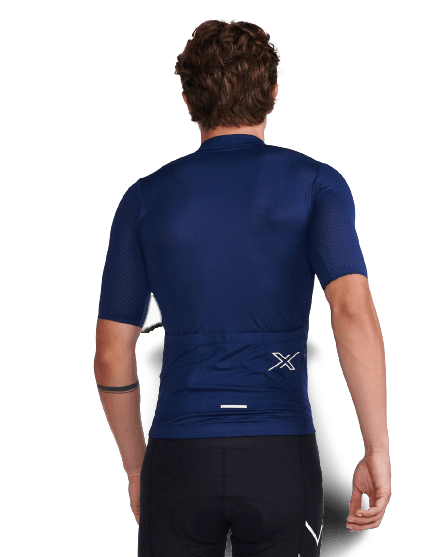 2XU MC6649A Aero Mens Cycling Jersey (Medieval/White Reflective) | Cycling Gears Hub