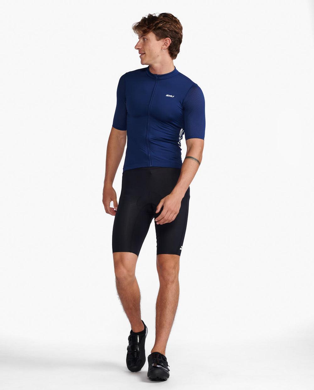 2XU MC6649A Aero Mens Cycling Jersey (Medieval/White Reflective) | Cycling Gears Hub