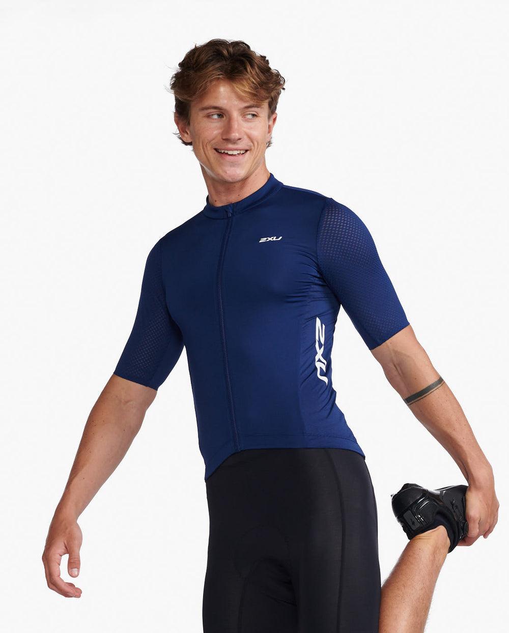 2XU MC6649A Aero Mens Cycling Jersey (Medieval/White Reflective) | Cycling Gears Hub
