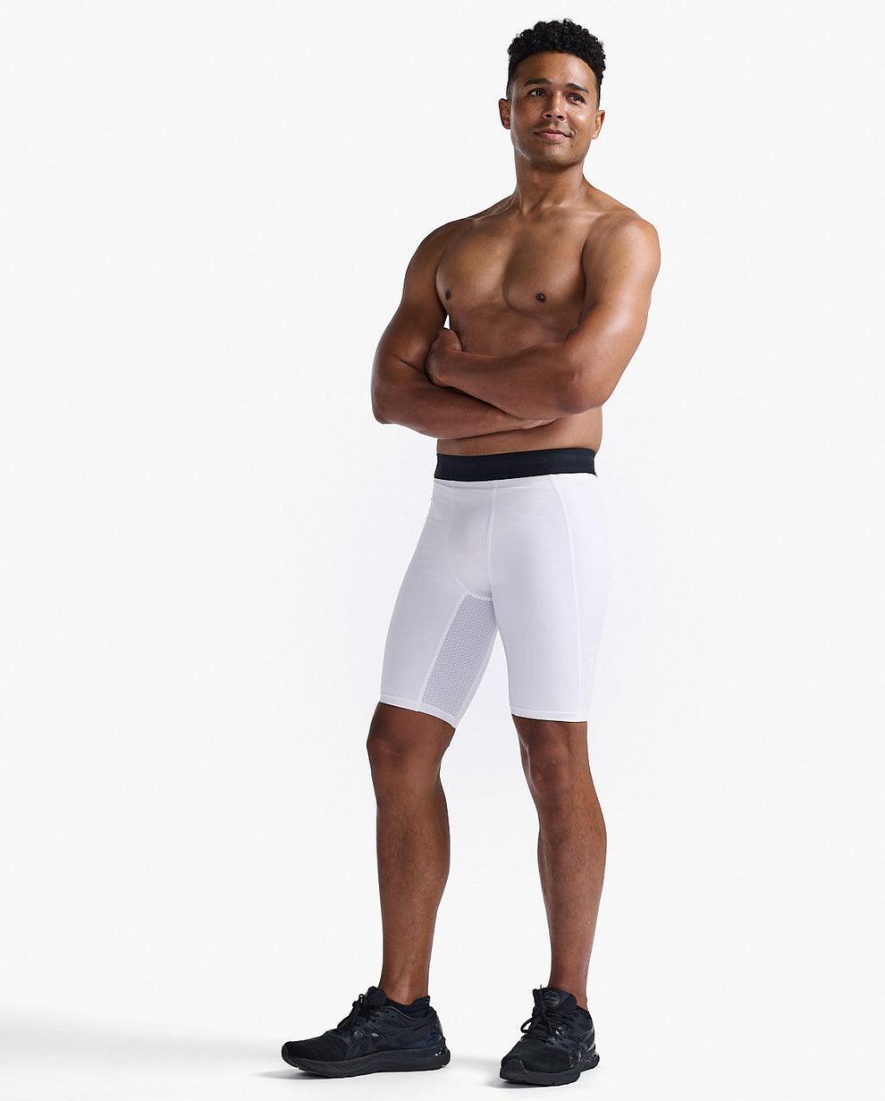 2XU MA7198B  Base Layer Men's Compression Shorts (White/White) | Cycling Gears Hub
