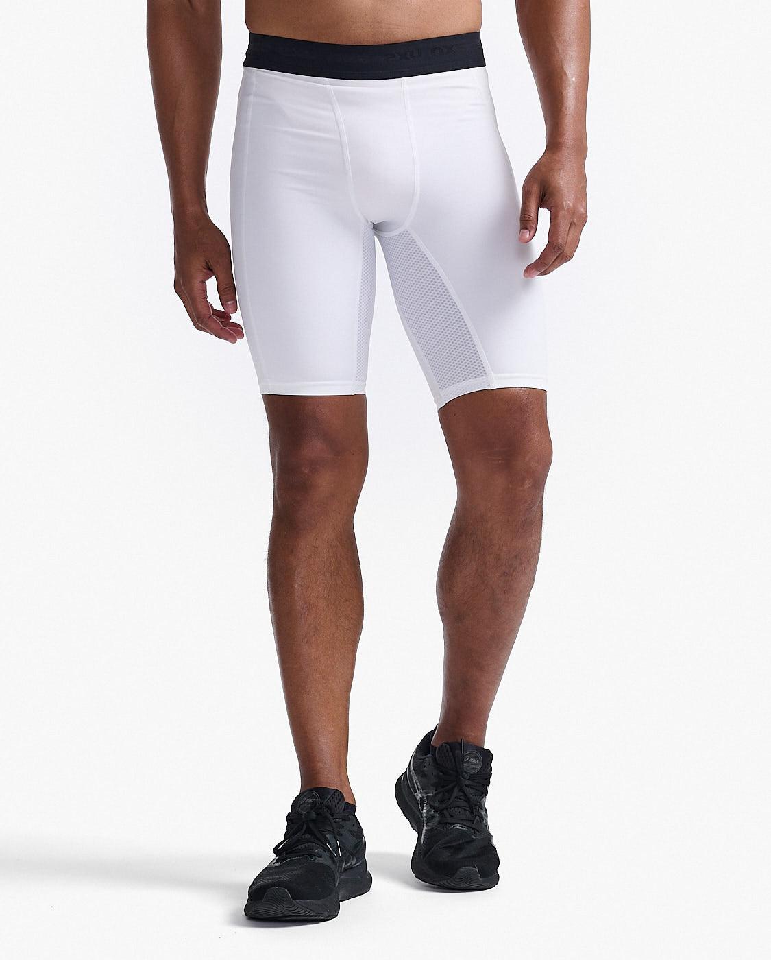 2XU MA7198B  Base Layer Men's Compression Shorts (White/White) | Cycling Gears Hub