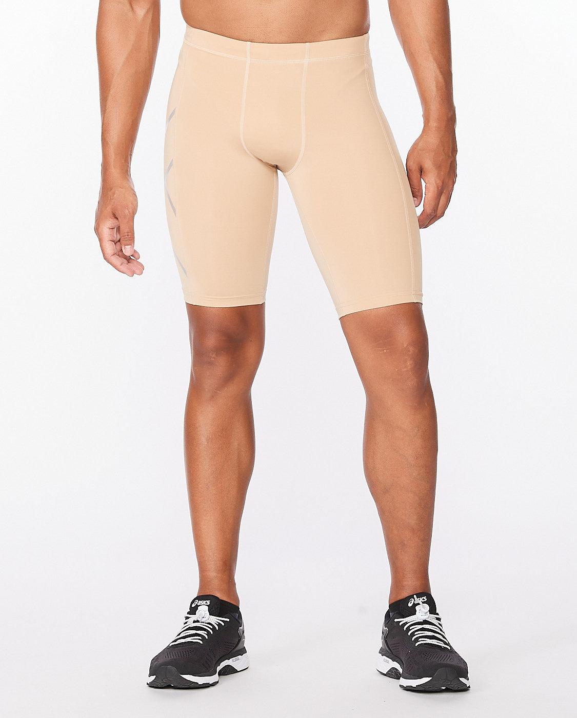 2XU MA3851B Core Men's Compression Shorts (Beige/Silver) | Cycling Gears Hub