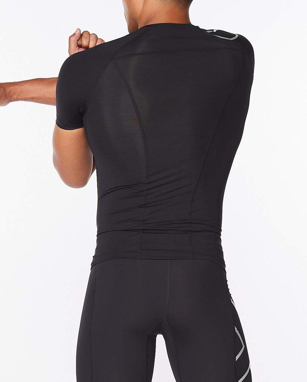 2XU MA6399A Core Short Sleeve Men's Compression Top (Black Silver) | Cycling Gears Hub