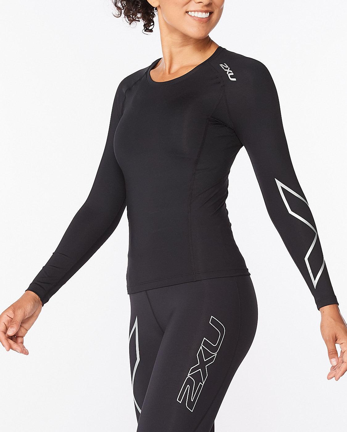 2XU WA6401A Core Long Sleeve Women's Compression Top (Black/Silver) | Cycling Gears Hub