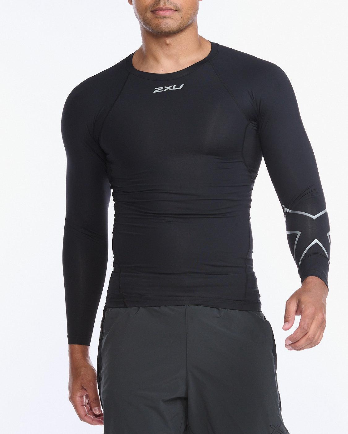 2XU MA6398A Core Long Sleeve Men's Compression Top (Black/Silver) | Cycling Gears Hub